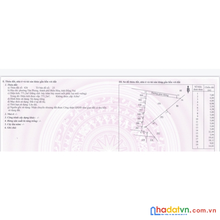 Chính chủ cần bán lô đất vị trí đẹp tại: phường tân phong, thành phố biên hòa, tỉnh đồng nai
