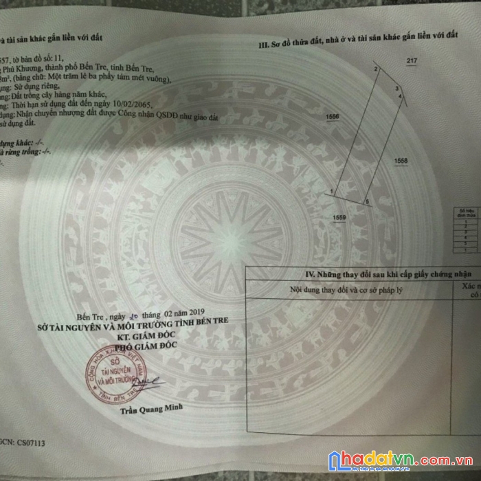 Bán gấp đất vị trí đẹp, gần trung tâm tp bến tre