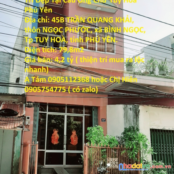 Chính chủ cần bán gấp căn nhà vị trí đẹp tại cầu ông chừ tuy hoà phú yên