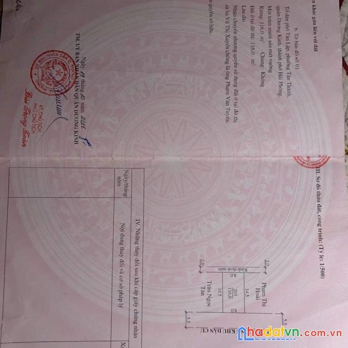 Mặt đường vũ thị ngọc toàn , tân thành , dương kinh , hải phòng 116m2 ngang 8m giá chỉ 1,890 tỷ