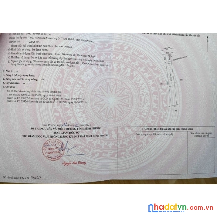 Ban đất chính chủ sổ hồng sẵn ở quang minh , chơn thành ,bình phước
