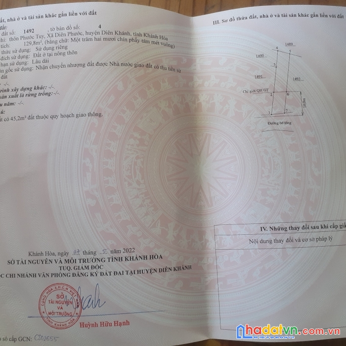 Sở hữu ngay lô đất đẹp vị trí đắc địa tại thôn phước tuy, xã diên phước, huyện diên khánh, khánh