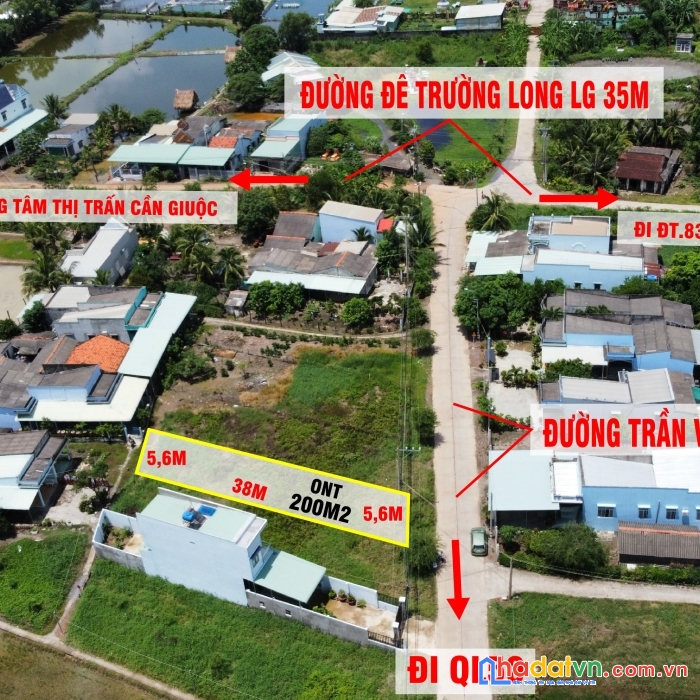 Bán 200m2 thổ cư mt đường trần văn nghĩa 9m, lg 23m, sau ubnd xã long an