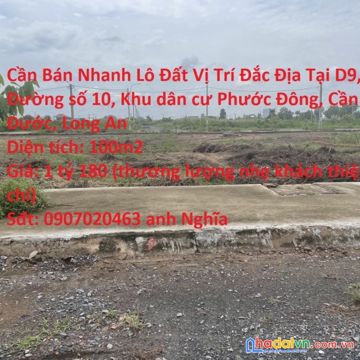 Cần bán nhanh lô đất vị trí đắc địa tại cần đước, long an