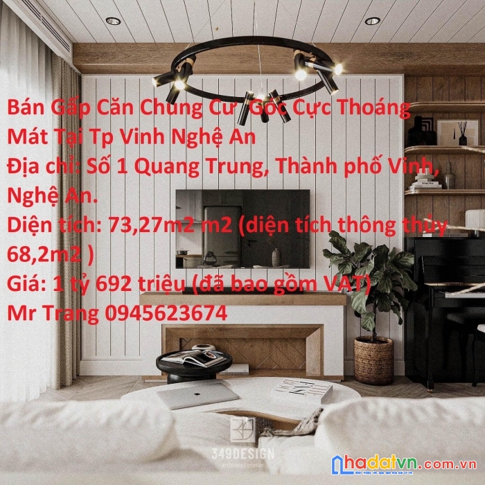 Bán gấp căn chung cư  góc cực thoáng mát tại tp vinh nghệ an