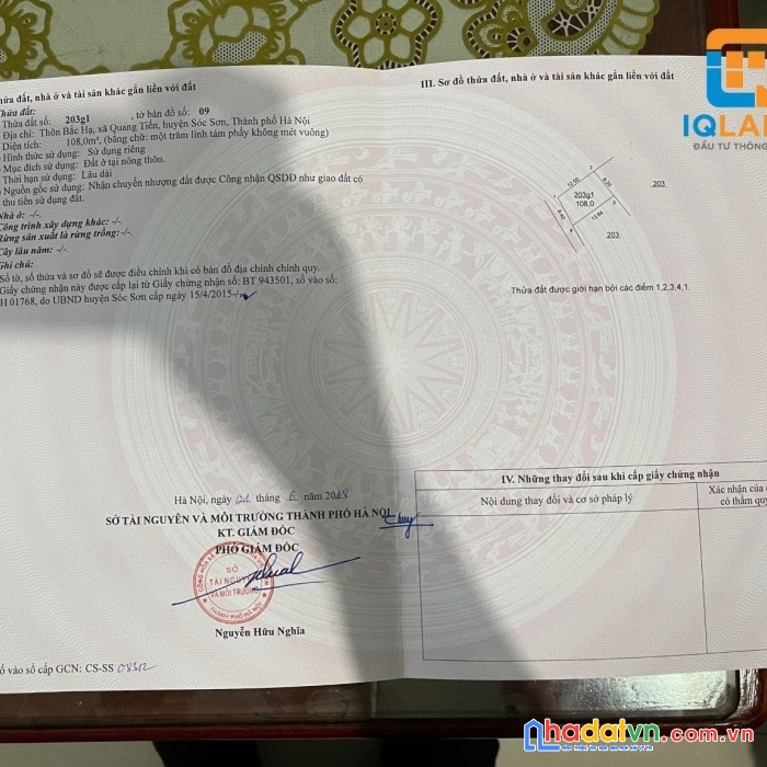 Bán gấp 54m2 đường 4m tại bắc thượng - quang tiến - sóc sơn