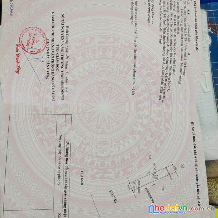 Hot hot chính chủ cần bán lô đất mặt tiền dt 746 ngang 10×32 đã tách 2 sổ mỗi sổ 5x32.