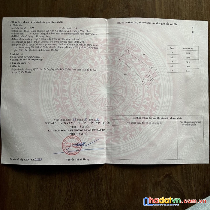 Chính chủ cần bán lô đất ở vĩnh tường - vĩnh phúc