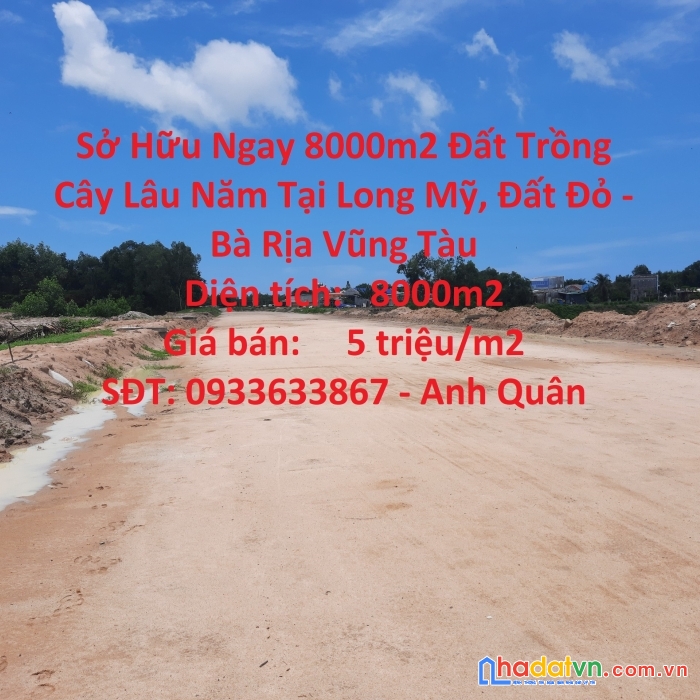 Sở hữu ngay 8000m2 đất trồng cây lâu năm tại long mỹ, đất đỏ - bà rịa vũng tàu