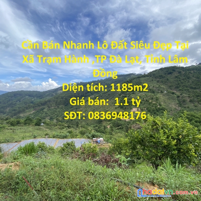 Cần bán nhanh lô đất siêu đẹp tại xã trạm hành ,tp đà lạt, tỉnh lâm đồng