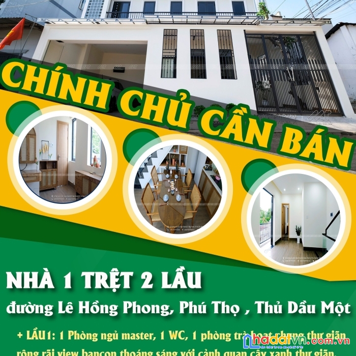 Bán nhà trệt 2 lầu đường lê hồng phong, phú thọ , thủ dầu một