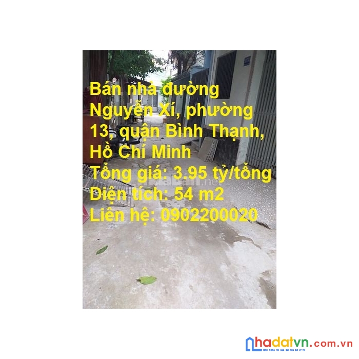 Bán nhà đường nguyễn xí, phường 13, quận bình thạnh, hồ chí minh