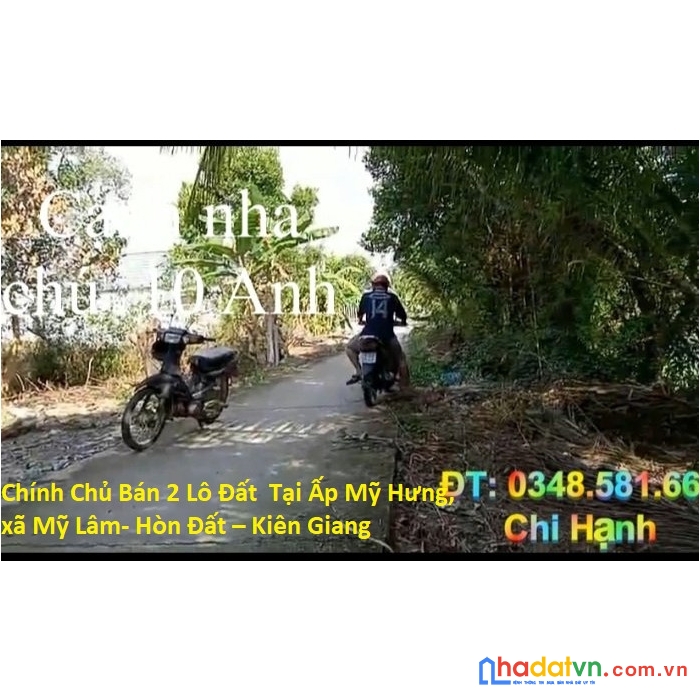Chính chủ cần bán 2 lô vị trí đẹp đất tại hòn đất – kiên giang