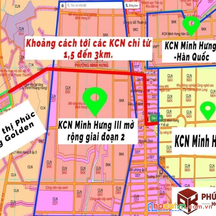 Khu đô thị phúc hưng golden chơn thành, ngay kcn minh hưng,1 tỷ 0932627439