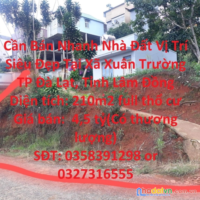 Cần bán nhanh nhà đất vị trí siêu đẹp tại xã xuân trường tp đà lạt, tỉnh lâm đồng