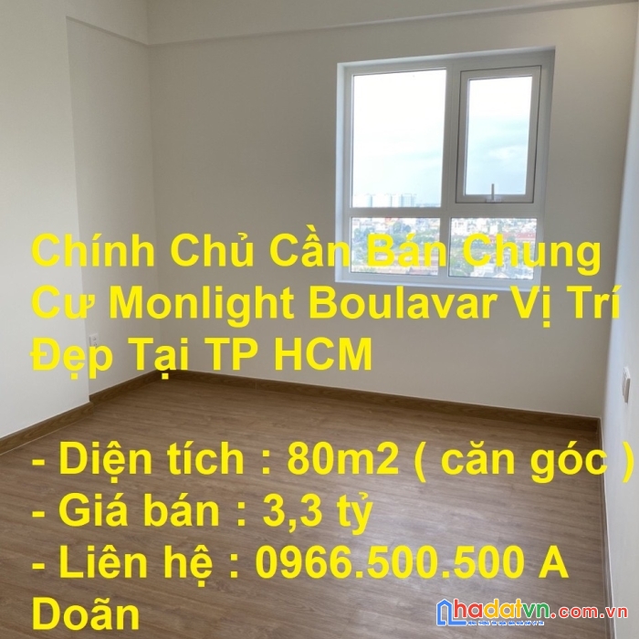 Chính chủ cần bán chung cư monlight boulavar vị trí đẹp tại tp hcm