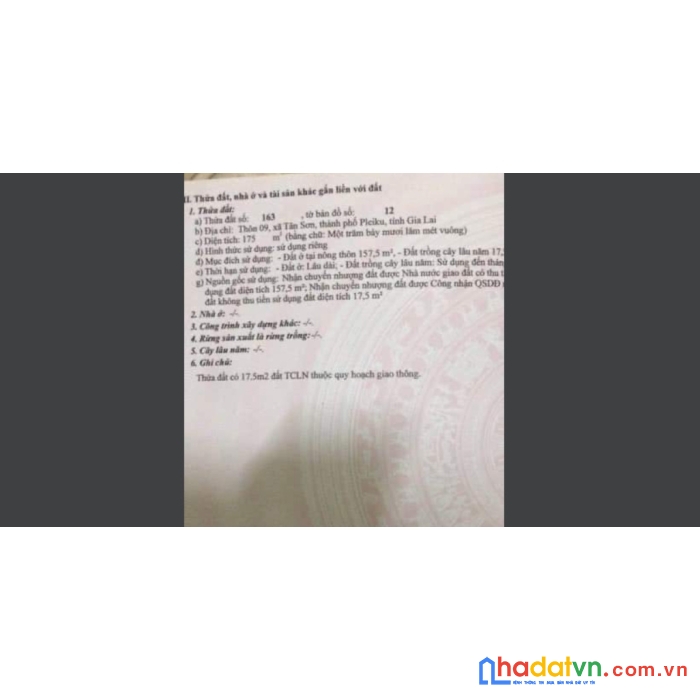 Chính chủ cần tiền lo công việc nên ra lô đường trương vĩnh ký, xã tân sơn, tp pleiku, tỉnh gia lai
