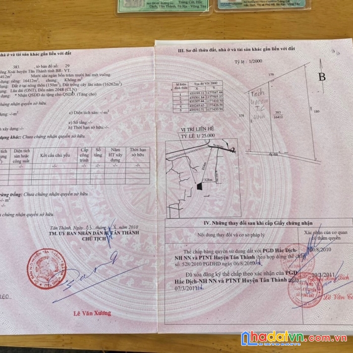 Bán đất chính chủ tại sông xoài, huyện tân thành - bà rịa vũng tàu