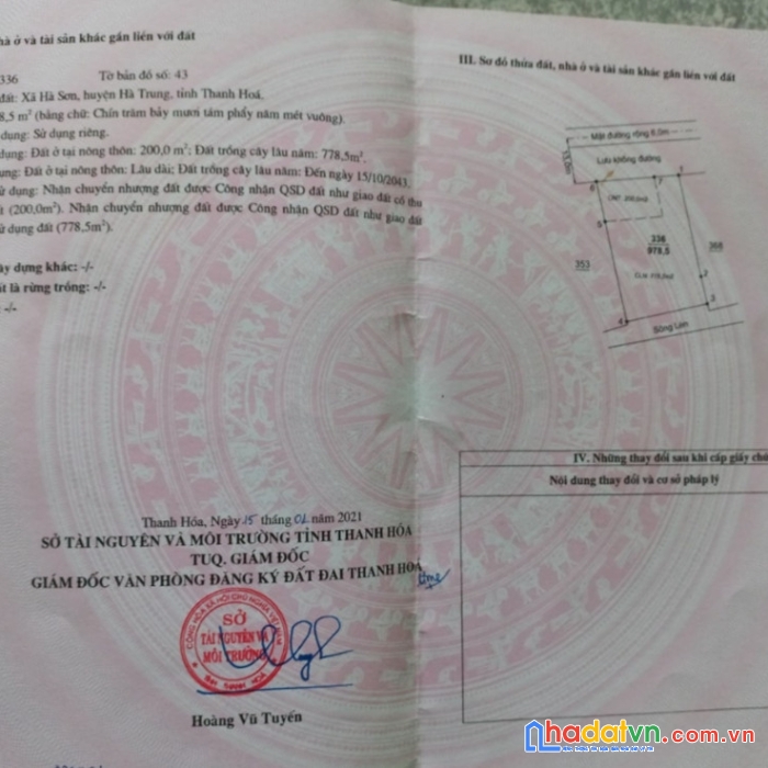 Bán lô đất chính chủ tại xã hà sơn, huyện hà trung, thanh hóa