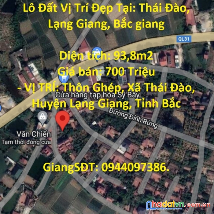 Hót hót chính chủ cần bán nhanh lô đất vị trí đẹp tại: thái đào, lạng giang, bắc giang