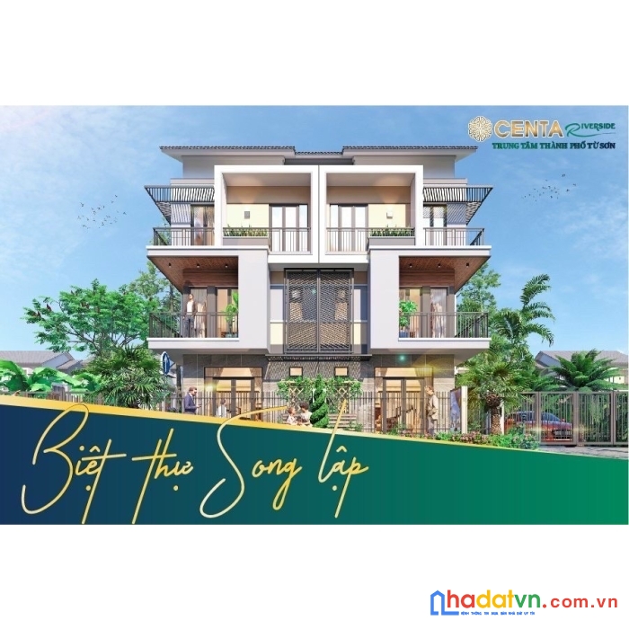 Bán biệt thự song lập dự án centa riverside từ sơn 180m2, giá 10,9 tỷ, sổ hồng lâu dài