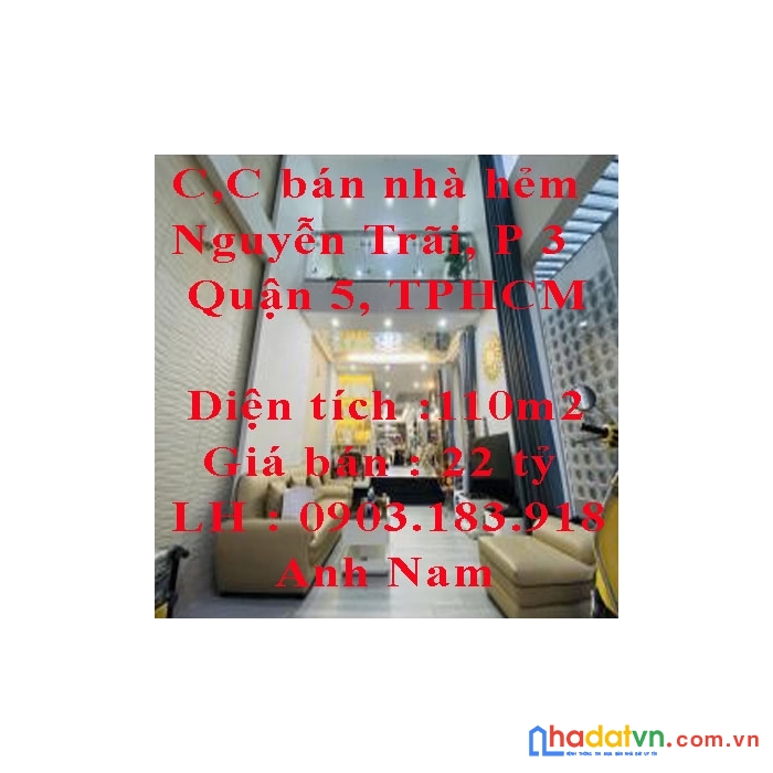 Chính chủ bán nhà hẻm nguyễn trãi, phường 3, quận 5, tphcm