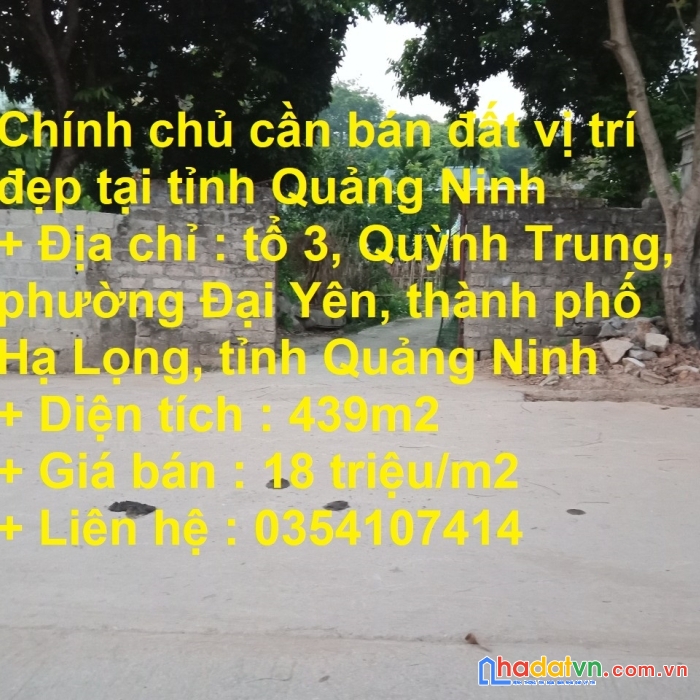 Chính chủ cần bán đất vị trí đẹp tại tỉnh quảng ninh