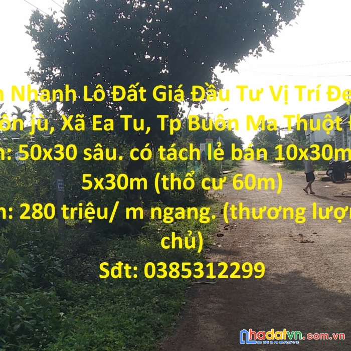Cần bán nhanh lô đất giá đầu tư vị trí đẹp  tp buôn ma thuột đăk lăk