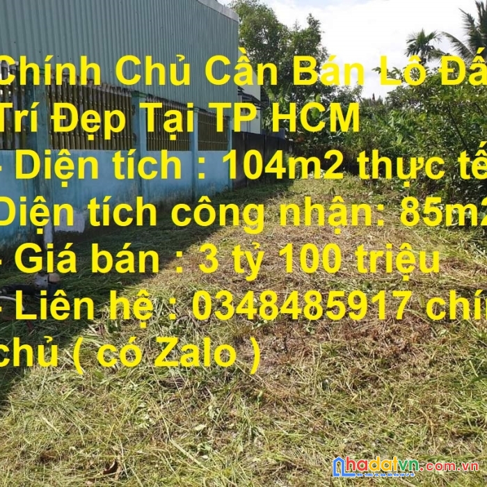 Chính chủ cần bán lô đất vị trí đẹp tại tp hcm