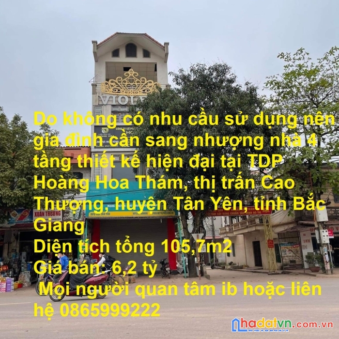 Do không có nhu cầu sử dụng nên gia đình cần sang nhượng nhà 4 tầng thiết kế hiện đại tại tdp