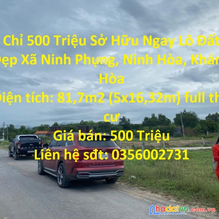 Chỉ 500 triệu sở hữu ngay lô đất đẹp xã ninh phụng, ninh hòa, khánh hòa