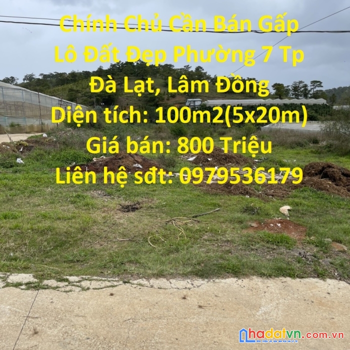 Chính chủ cần bán gấp lô đất đẹp phường 7 tp đà lạt, lâm đồng
