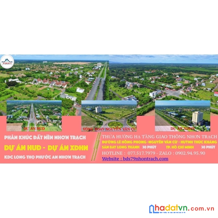 Bán đất nền dự án hud nhơn trạch nhà vườn nhóm 1 đường 16m - 285m2