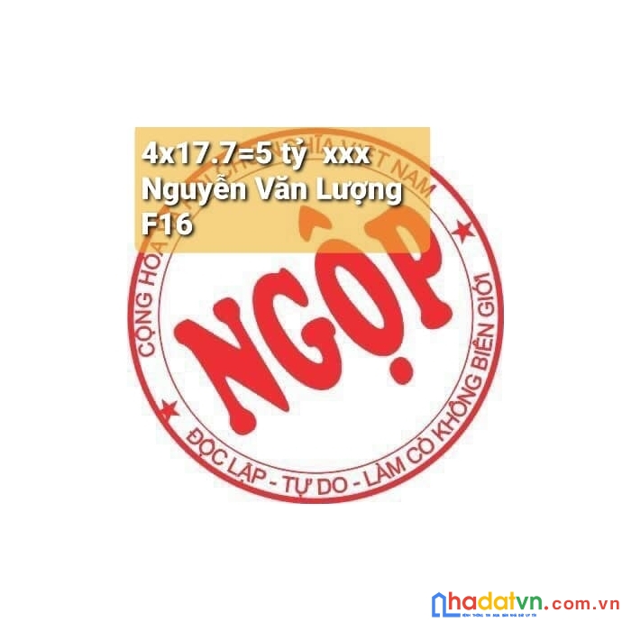 Bán đất hxh thông nguyễn văn lượng 68m2 chỉ 5 tỷ xx phường 16 gò vấp tp.hcm