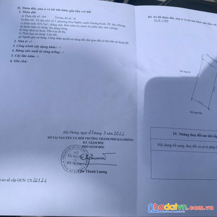 433m2 mặt đường song he, hòa nghĩa, dương kinh.