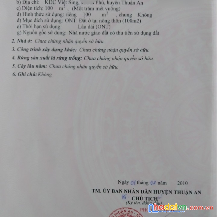 Chính chủ cần bán đất kdc việt sinh  tp thuận an - bình dương