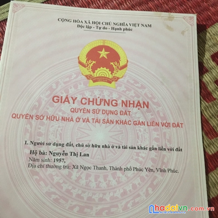 Chính chủ cần bán lô đất vị trí đẹp -tiềm năng tại vĩnh phúc