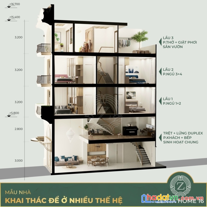 Nhà phố zentahome 1 trệt 3 lầu khu compound, thiết kế tân cổ điển, phong cách sang trọng