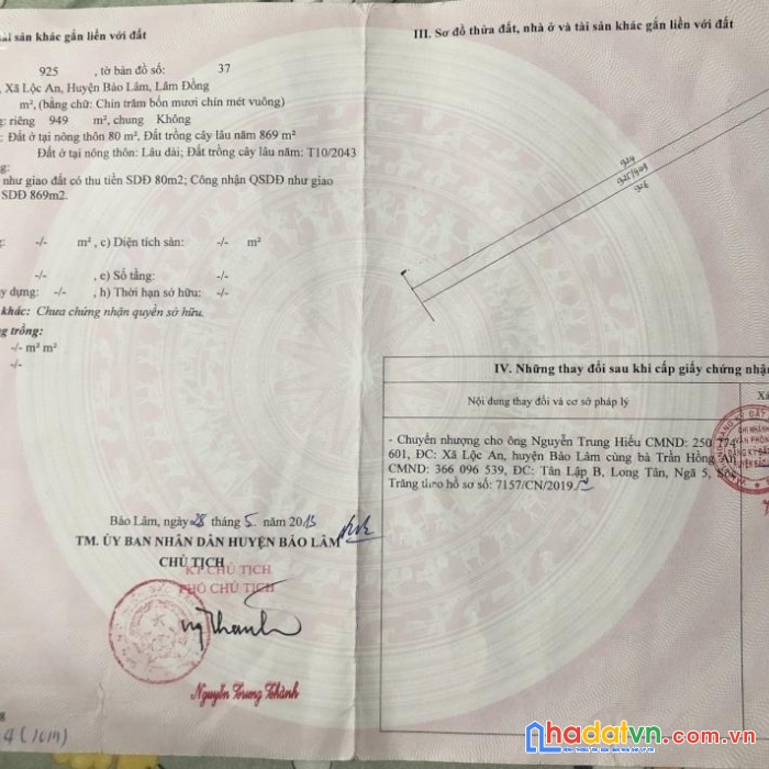 Chính chủ cần bán nhanh lô đất vị trí đẹp view đồi phía sau lộc an- lâm đồng