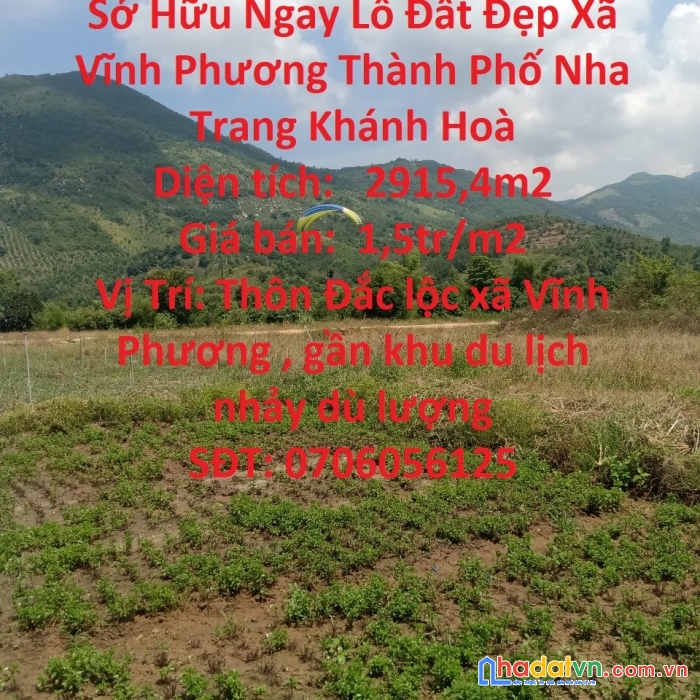 Sở hữu ngay lô đất đẹp xã vĩnh phương thành phố nha trang khánh hoà