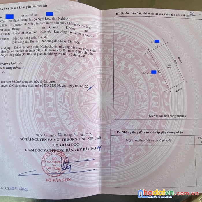 Bán đất xóm 1 xã nghi phong huyện nghi lộc giá đầu tư