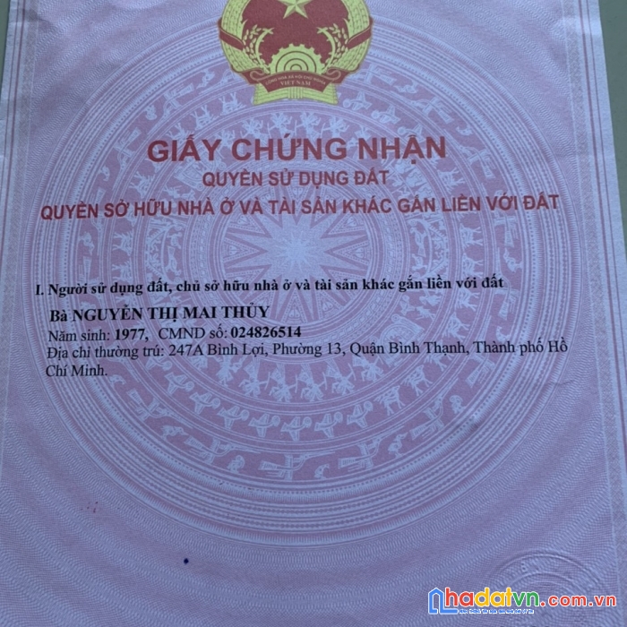 Chính chủ cần bán nhà mặt tiền 247a bình lợi, p13, q.bình thạnh, tphcm.