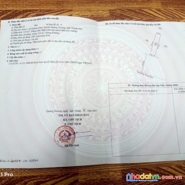 Sở hữu ngay lô đất đẹp vị trí đắc địa tại xã quảng giao, huyện quảng xương, thanh hóa