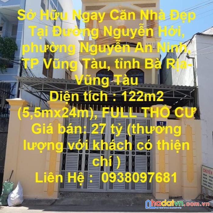 Sở hữu ngay căn nhà đẹp tại tp vũng tàu, tỉnh bà rịa- vũng tàu
