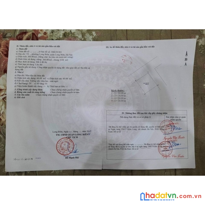 Bán đất long biên hai mặt kinh doanh ô tô tránh 360m2 mt 20m 26 tỷ.