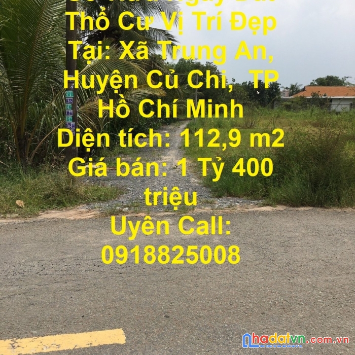Sở hữu ngay đất thổ cư vị trí đẹp tại: xã trung an, huyện củ chi,  tp hồ chí minh