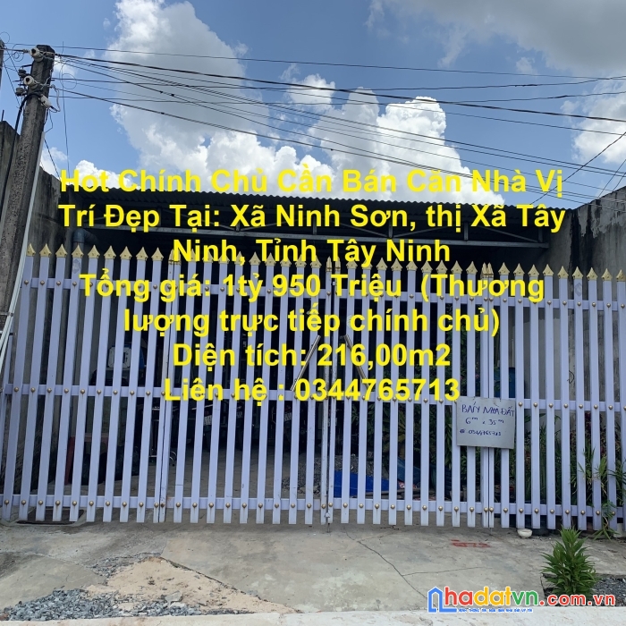 Hot chính chủ cần bán căn nhà vị trí đẹp tại: xã ninh sơn, thị xã tây ninh, tỉnh tây ninh