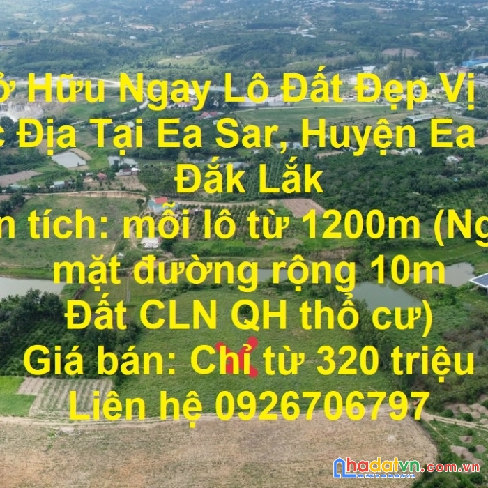 Sở hữu ngay lô đất đẹp vị trí đắc địa tại ea sar, huyện ea kar, đắk lắk