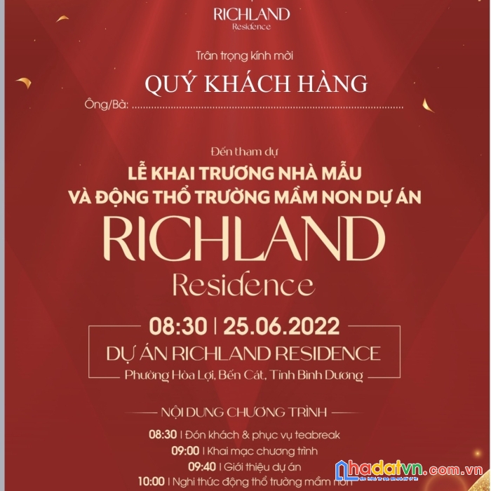 Dự án richland đẳng cấp khu vực bình dương