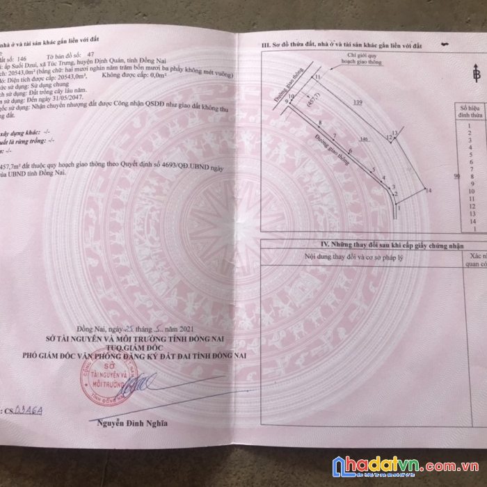 Bán đất chính chủ huyện định quán tỉnh đồng nai